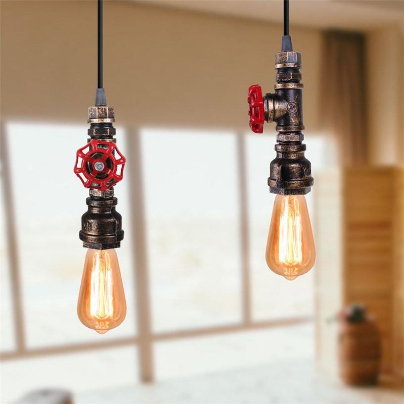 Loft Steampunk Pendant Lights Metal Water Pipe Lamp for Cafe Bar Vintage Pendant Light (WH-VP-76)