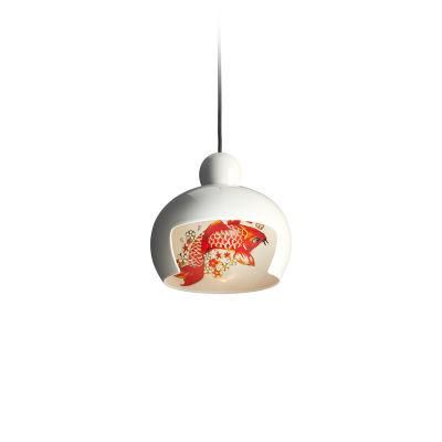Chinese Retro Style Classic White Fish Vase Pendant Light