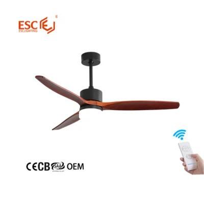 Wholesale Luxury Metal Wire Mute Motor Solid Wood 3 Blade Remote Control Ceiling Fans