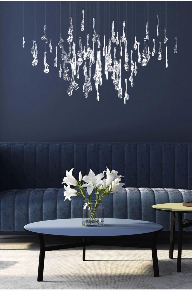 Glass Leaf Decorative Exhibition Hall Villa Stair Engineering Custom Large Luxury Modern LED Chandelier