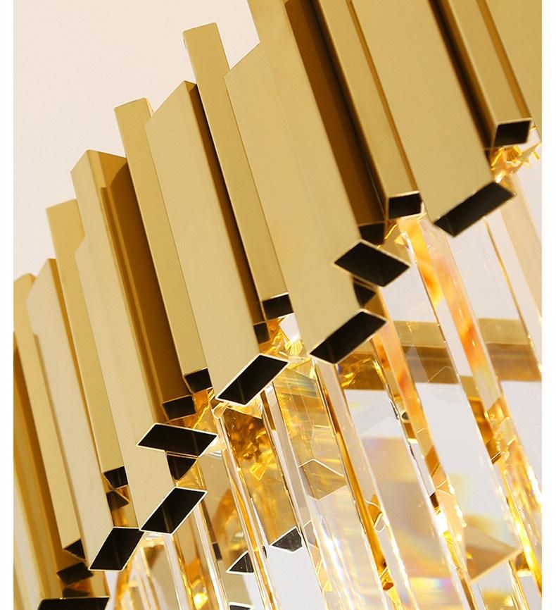 Modern American Euroueap Home Decoration Luxury Crystal Brass Copper Iron Metal Hanging Pendant Lights Chandelier