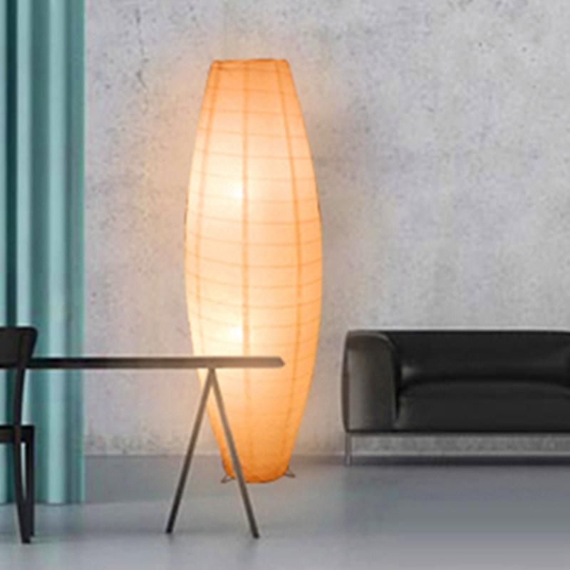 Simple White LED Floor Lamp Hand Woven Paper Floor Light Bedroom Stand up Lamp (WH-MFL-115)