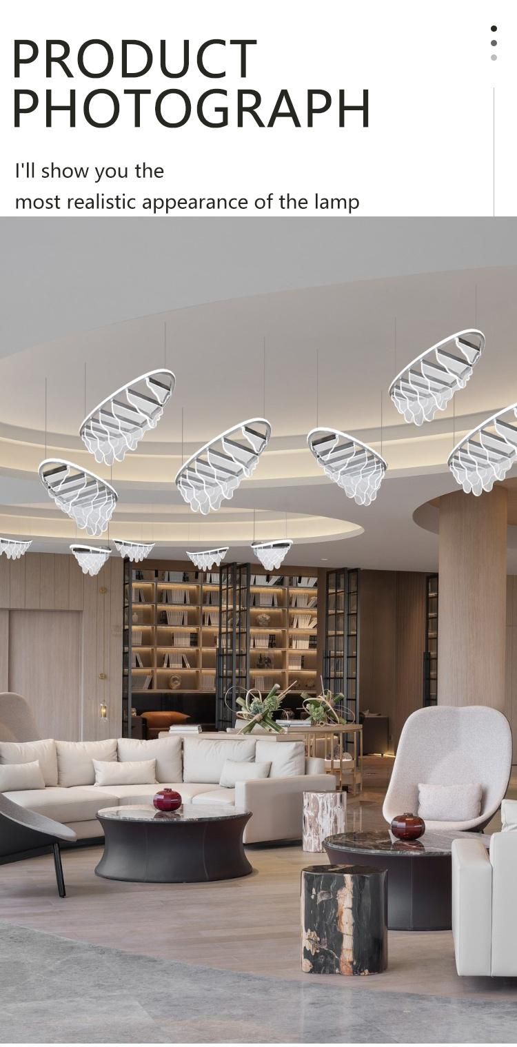 New Design Acrylic Stainless Steel Decorative Exhibition Commercial Stair Custom LED Chandelier Lamp
