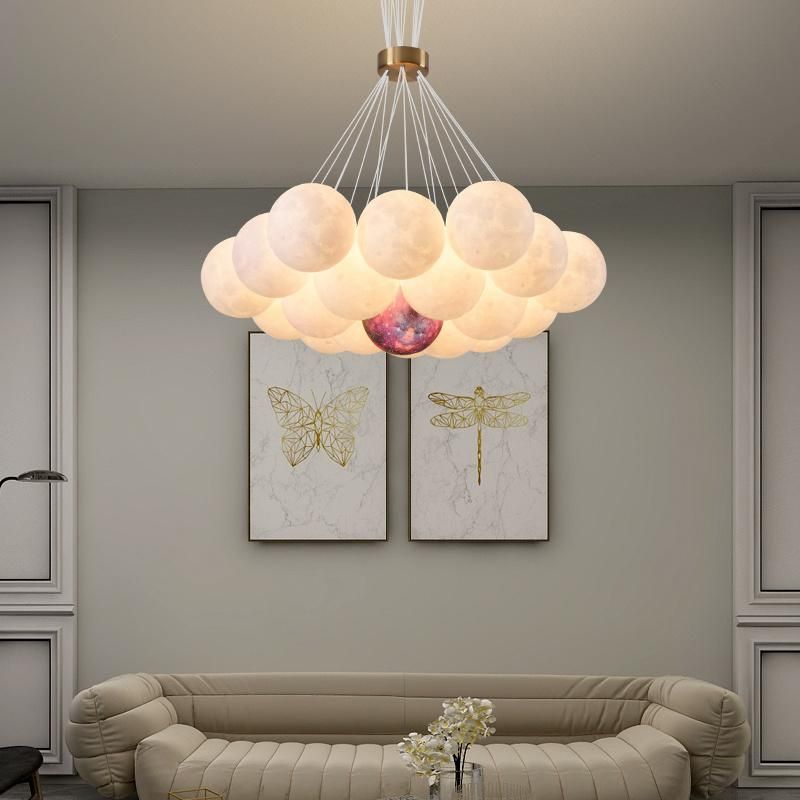 Nordic 3D Printed Moon Lampshade Chandelier Glass LED Hanging Lights (WH-GP-96)