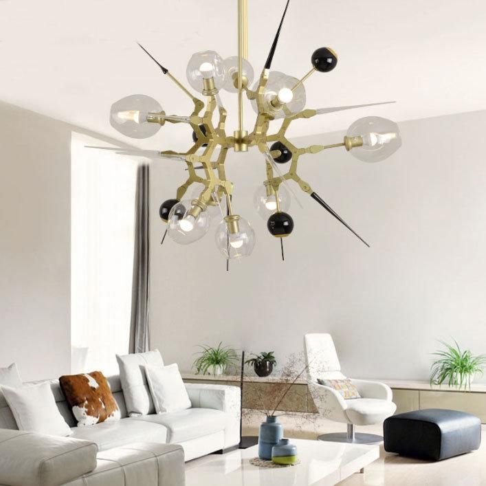 Simple Glass Ball Vintage Decorative Metal Smoky Pendant Lamp