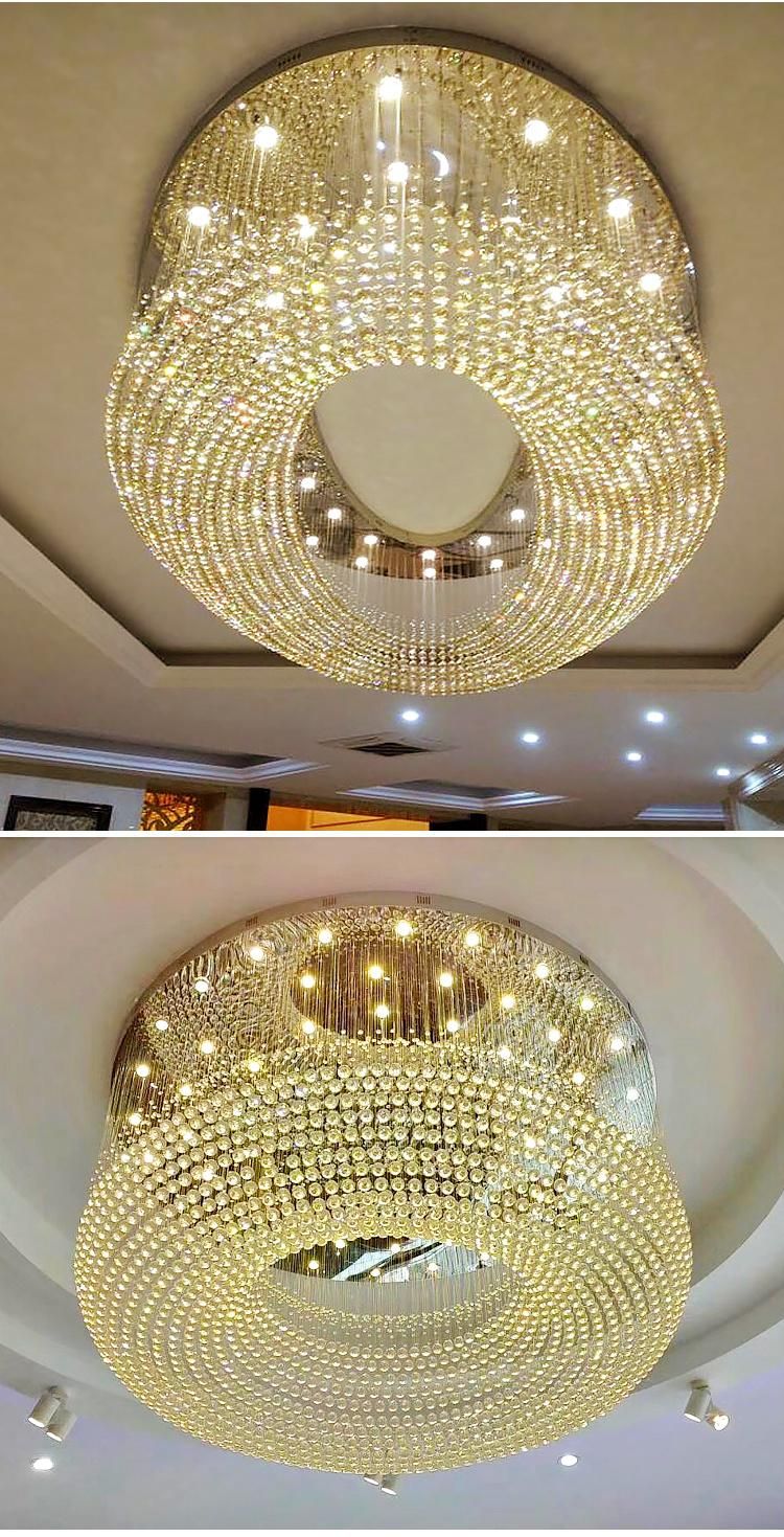 Large Crystal Custom Hotel Villa Hall LED Chandelier