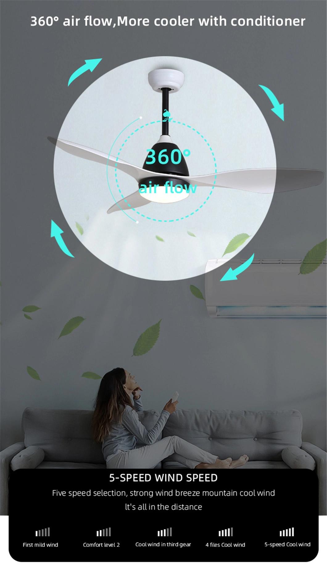 Low Ceiling Remote Wall Phone APP Control ABS Blade 48 Inch Ceiling Fan with LED Light New