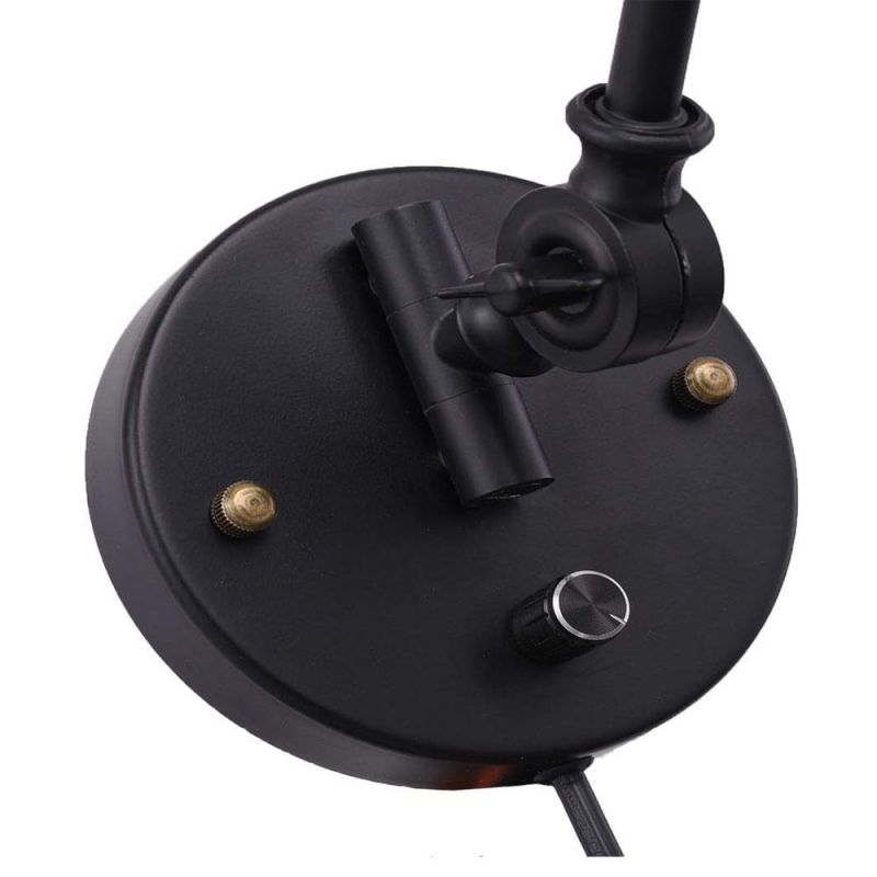 Industrial Plug in Wall Sconces with on off Switch Vintage Edison Swing Arm Wall Lamp Black Metal Shade Wall Light Fixtures