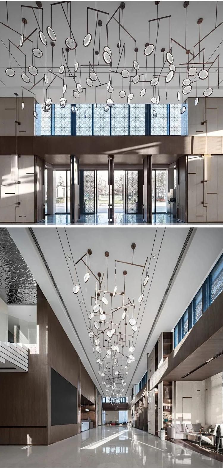 Professional Factory Banquet Hall Villa Department Large Luxury Glass LED Chandelier Lamp