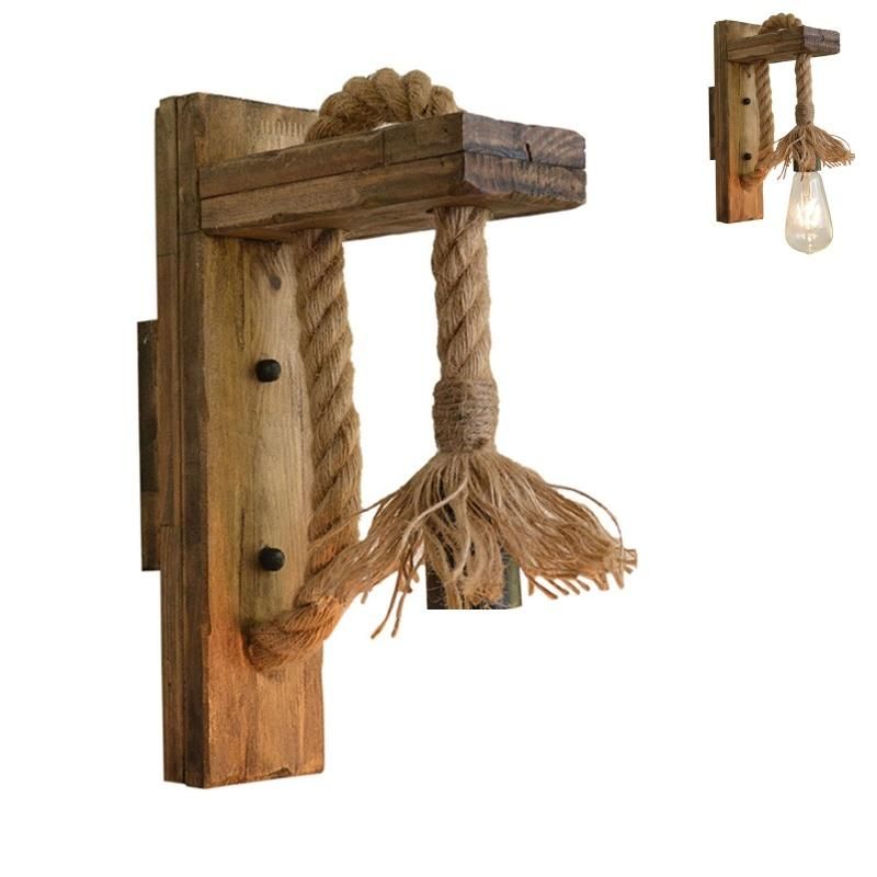 Vintage Wooden Wall Light for Restaurant Coffee Shop Decor Rope Wall Lamp (WH-VR-51)