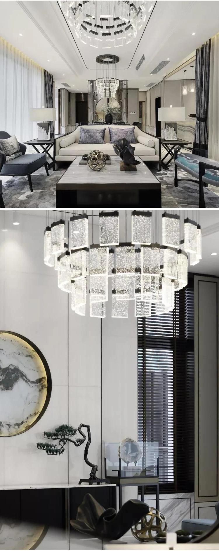 New Design Decoration Hotel Banquet Exhibition Hall Glass Stainless Steel LED Chandelier
