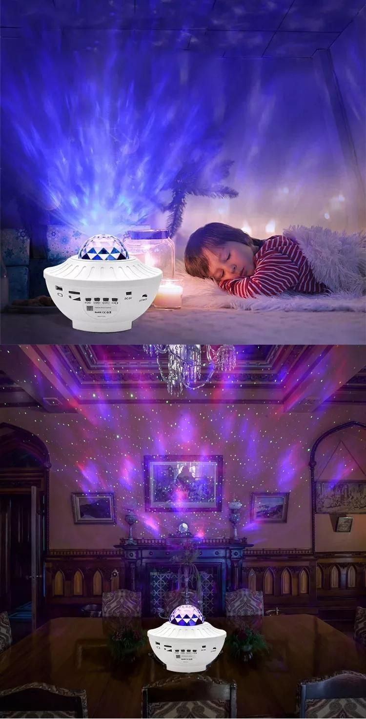 Kinscoter New Smart Rotatable Baby 3D Starry Ocean Music LED Star Night Light Projector with Remote Control for Kid