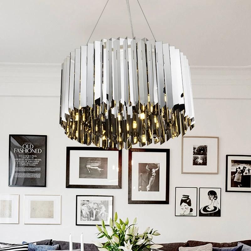 Modern Stainless Steel Art Circular Living Room Dining Room Model Hotel Lobby Chandelier Pendant Lighting