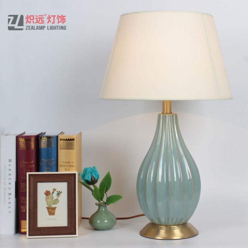 Traditional Large Chinese Bedroom Ceramic Table Lamp Green (TL8019)
