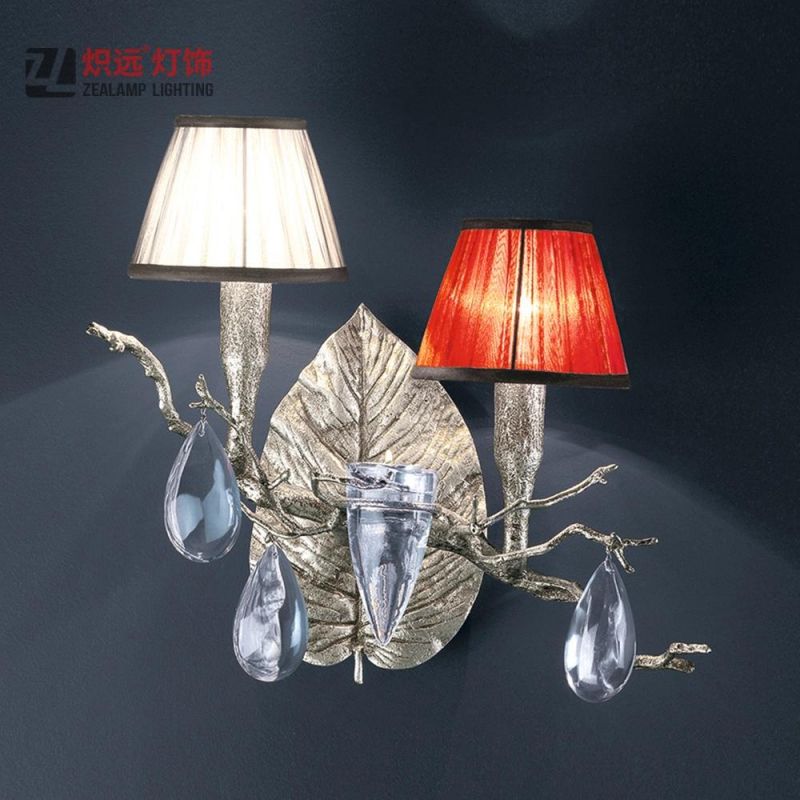 Hotel Villa Fabric Shade Sconce Copper Branch Lighting