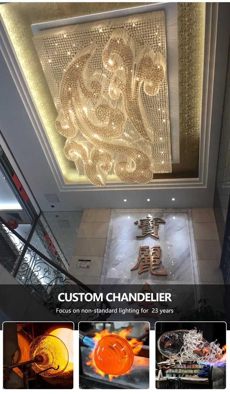 New Design Modern Luxury Project Custom Large Glass Stair Hotel Chandelier Ceiling Lamp