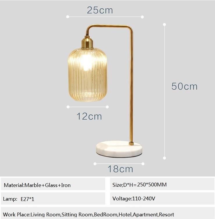 Building Material Fashion Golden LED Table Lighting Marble Table Lamp with Glass Lampshade Zf-Cl-008