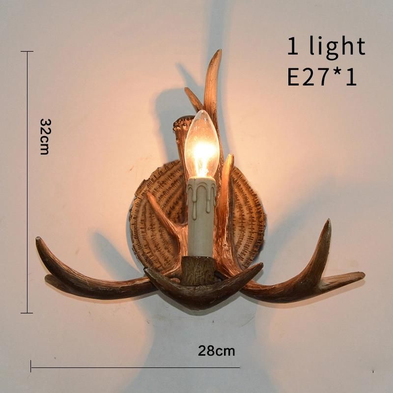Antique Deer Antler Wall Lamp in Restaurant Bedroom Vintage Resin Wall Sconce Lamp (WH-VR-69)