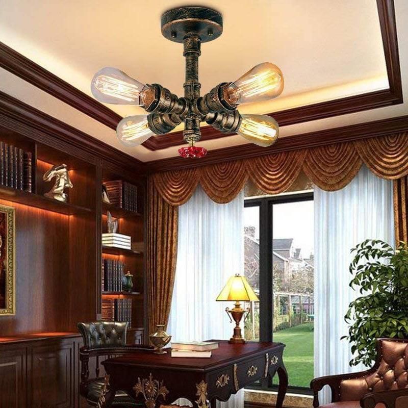 Industrial Vintage Water Pipes Pendant Light Chandelier Rustic Ceiling Lamp (WH-LA-30)