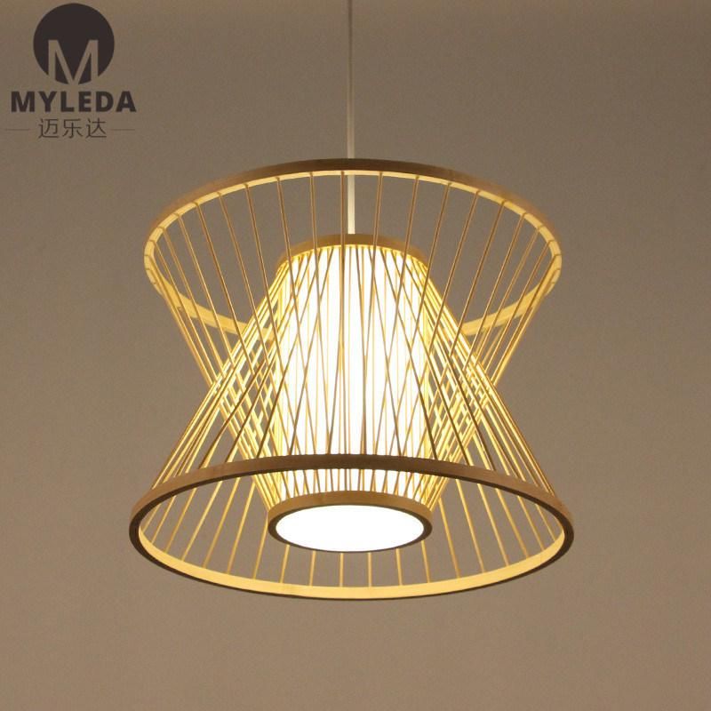 Modern Chinese Style Metal Iron Bamboo Cage Pendant Light