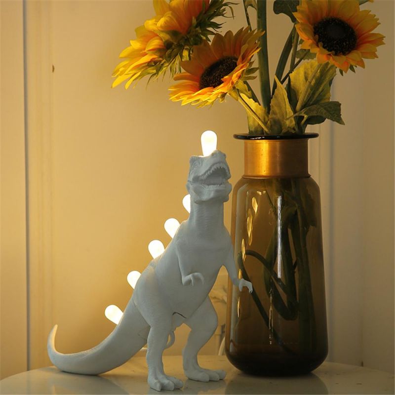 Jurassic Dinosaur Table Lamps for Bedroom Resin Brontosaurus T-Rex LED Desk Lamp Luminaire Home Art Decor Light Fixtures