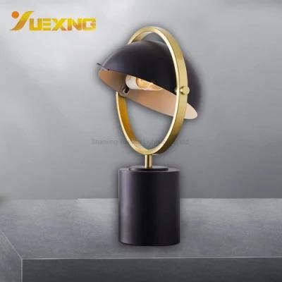 E27 Eye Care Modern Round Circle Bowl Shaped Gold Black LED Table Light Luminaire