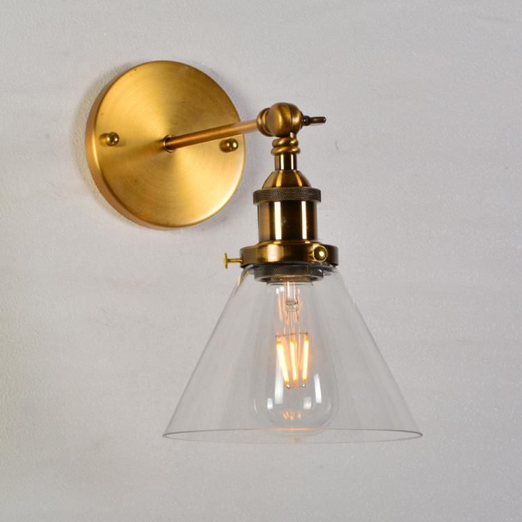 Retao Design Brass Bedroom Decorative Glass Wall Lamp