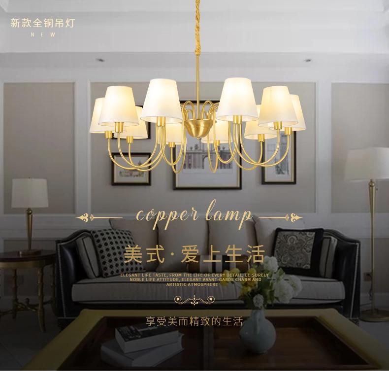 Luxury Post Modern Decorative Copper Glass Diming LED Ceiling Chandelier for Living Room Bedroom