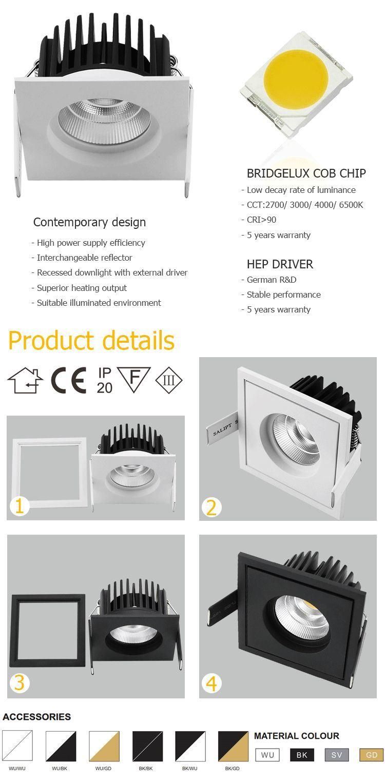 Rectangular LED Spot Light Ceiling Light Commercial Dimmable COB Downlight