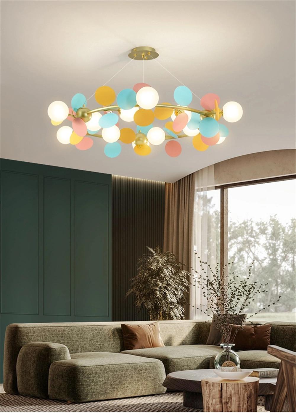 Nordic Fashion Ins Net Red Creative Bedroom Lamp Simple Modern Girl Room Children′s Room Flower Chandelier Lamp