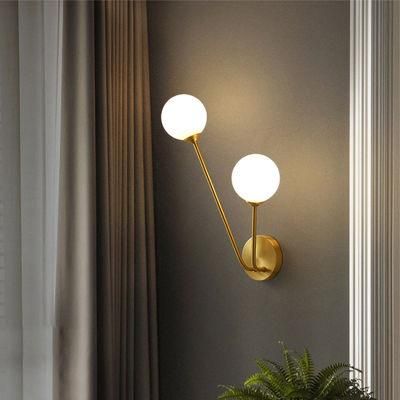 Living Room Bedroom Light Double Head Creative Modern Simple Copper Crystal Wall Lamp
