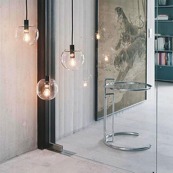 Modern Art Globe Clear Glass Hanging Pendant Lamp for Living Bedroom Chandelier
