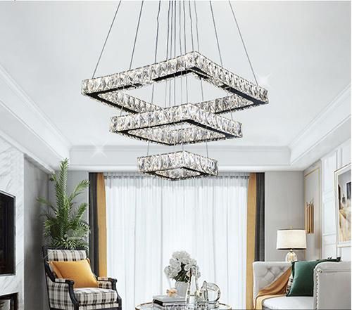 Home Lighting Pendant Lamp Indoor Modern Crystal Light 5 Circle for Room Decorative