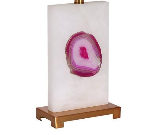 Hotel Table Lamp, Metal in Gold, with Marble Stone, Fabric Shade