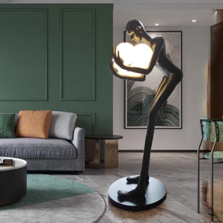 Figure Holding Ball Large Sculpture Garden Ornaments Landscape Decoration Crafts Floor Lamp Exhibition Hall Hotel Sales Office