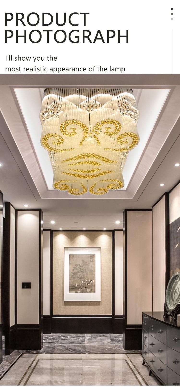 Factory Direct Sale Villa Hotel Commercial Gold Large Luxury Custom Engineering LED Ceiling Chandelier