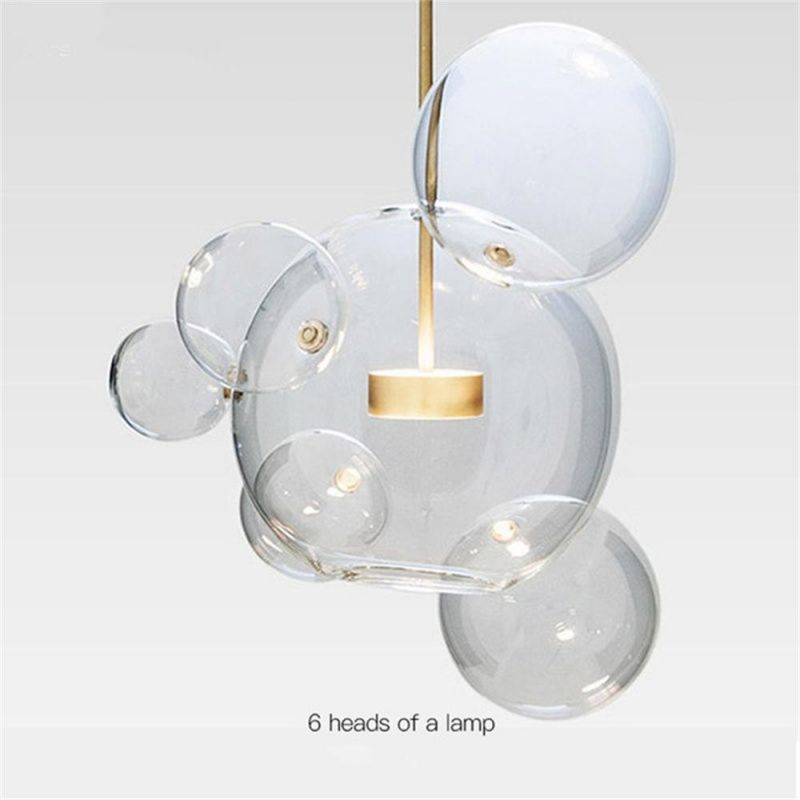 Modern Mouse LED Bubbles Ball Pendant Lights Glass Lustre Luminaria Clear Hanging Light for Living Room Bedroom Restaurant