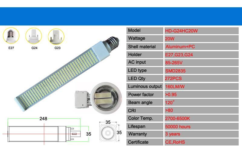 15W Pl Lamp PLC Replacement G24 4-Pin LED Pl Light