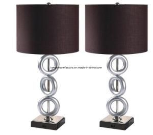 Sliver Finsihed Metal Table Lamp with Black Base and Shade