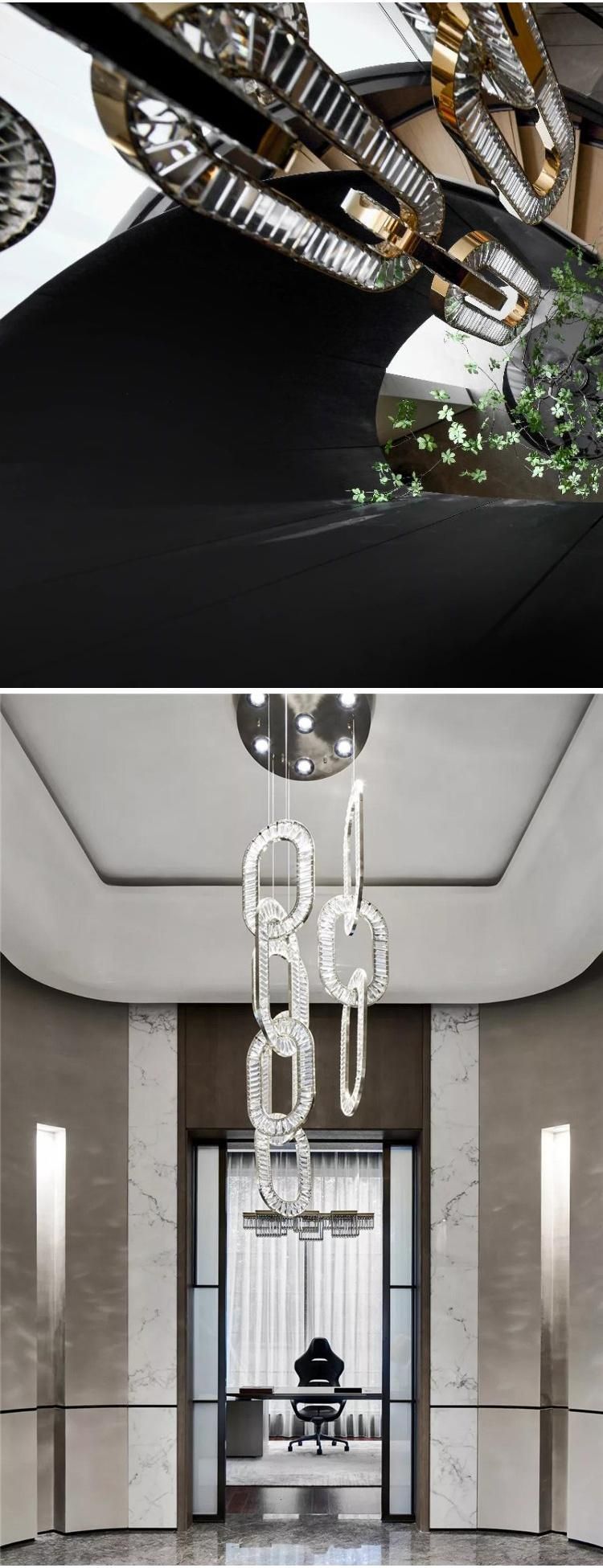 Modern Style Decorative Hotel Commercial Banquet Stair K9 Crystal Custom Chandelier