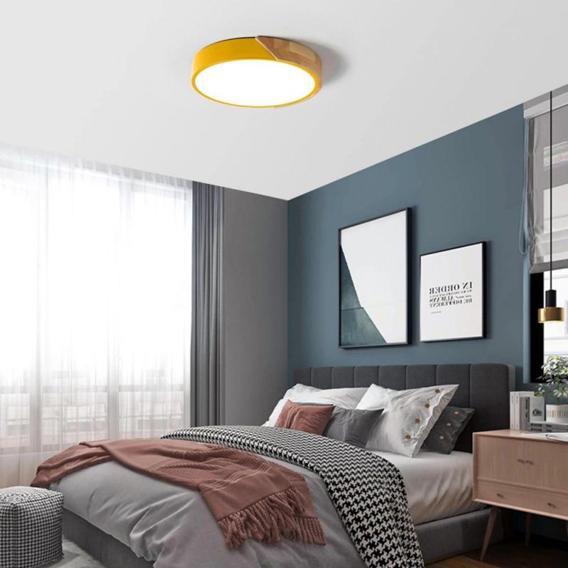 Simple Modern Living Room Bedroom Log LED Round Ceiling Lamp