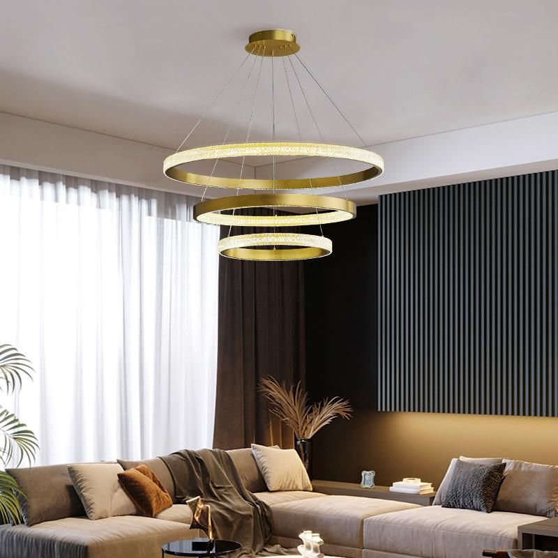 Wholesale Modern Indoor Decorative LED Chandelier Stainless Steel Acrylic Pendant Lamp