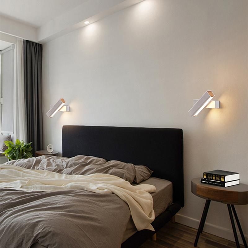 Living Room Bedroom Lamp Nordic Walnut Solid Wood LED Wall Lamp