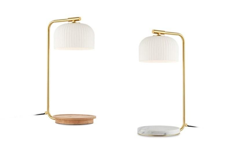 Nordic Ins Wind Lamp Bedroom Postmodern Wireless Charging Simple Creative Glass Marble Light Luxury Bedside Lamp