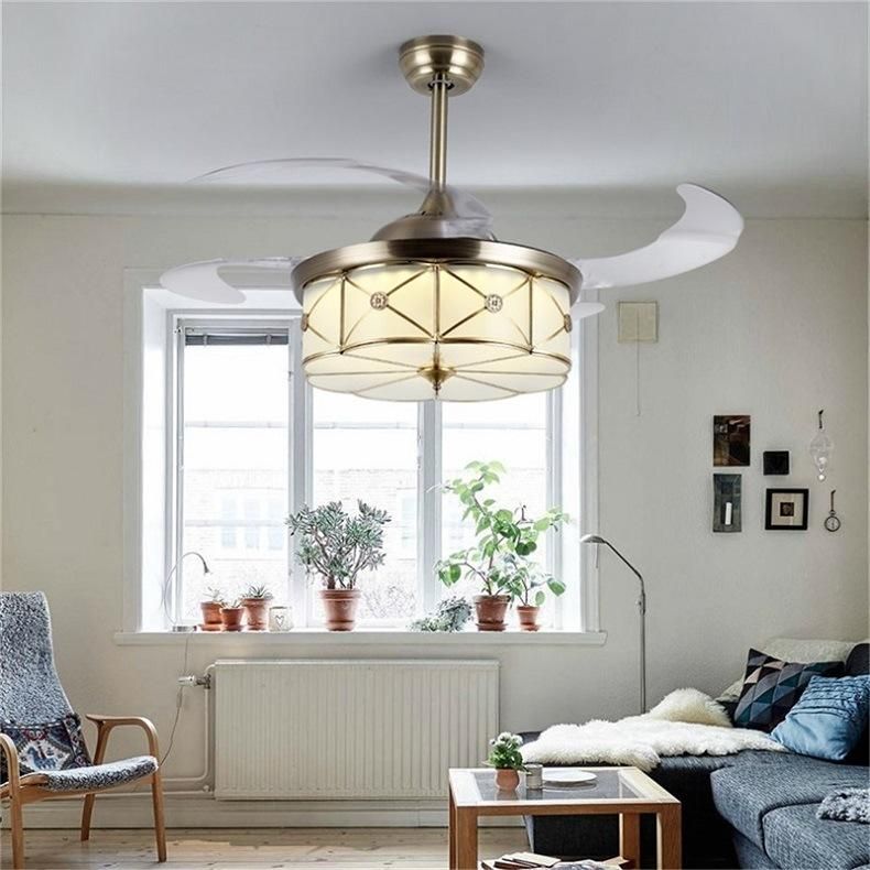 Dining Room Lamp Fan Lamp LED Invisible Bedroom Ceiling Fan Lamp Household Quiet Simple Living Room Chandelier