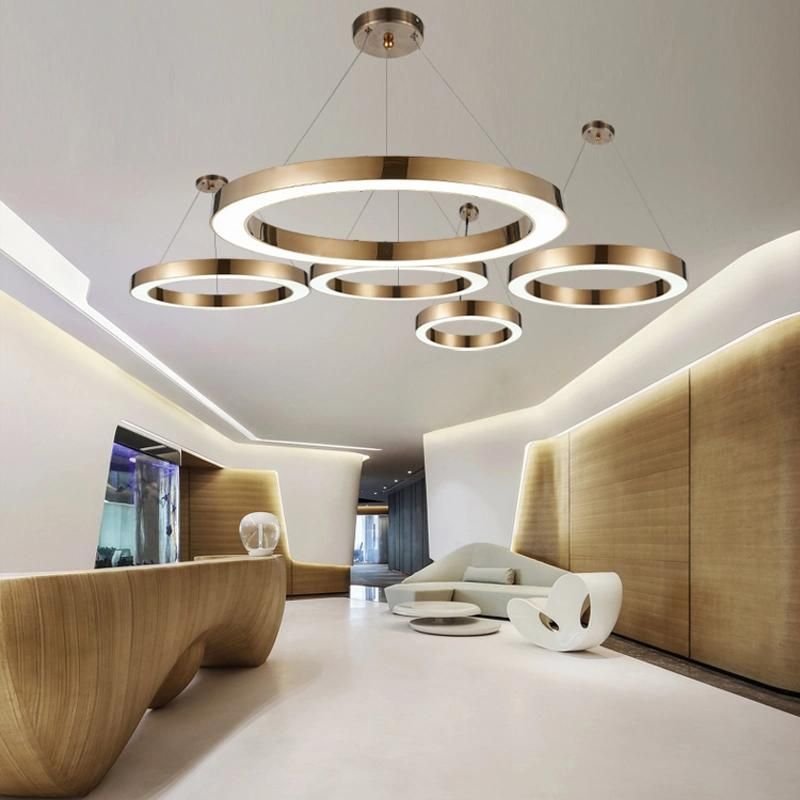 Custom Made Project Hotel Lobby Circular Ring LED Pendant Light