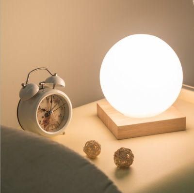 Modern Glass Globe Light Wood Base Lamp Glass Globe Table Lamp Wood Stand