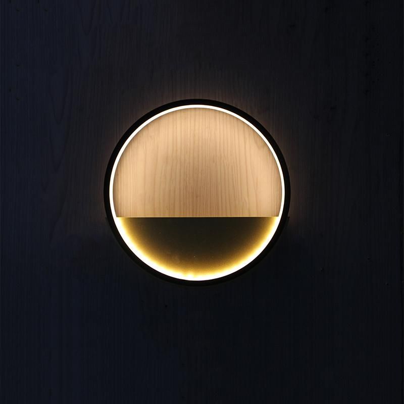 Matte Black Metal Shade with Aluminum Ring Spray Black Wall Lamp.