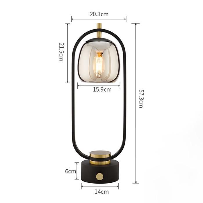 Fashion Modern Glass Black Desk Table Lamp Light for Home Bedside, Living Room