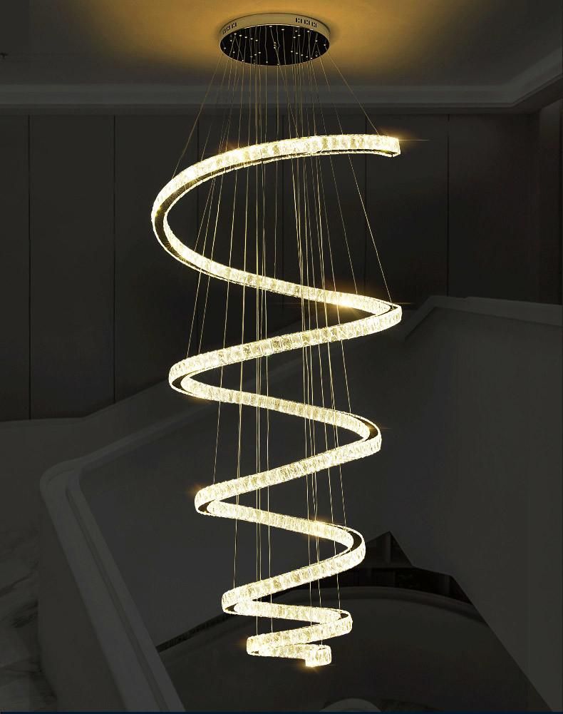 Spirl Stairs Dining Room Kitchen Living Room Crystal Pendant Lamp Indoor House Lighting (WH-AP-84)